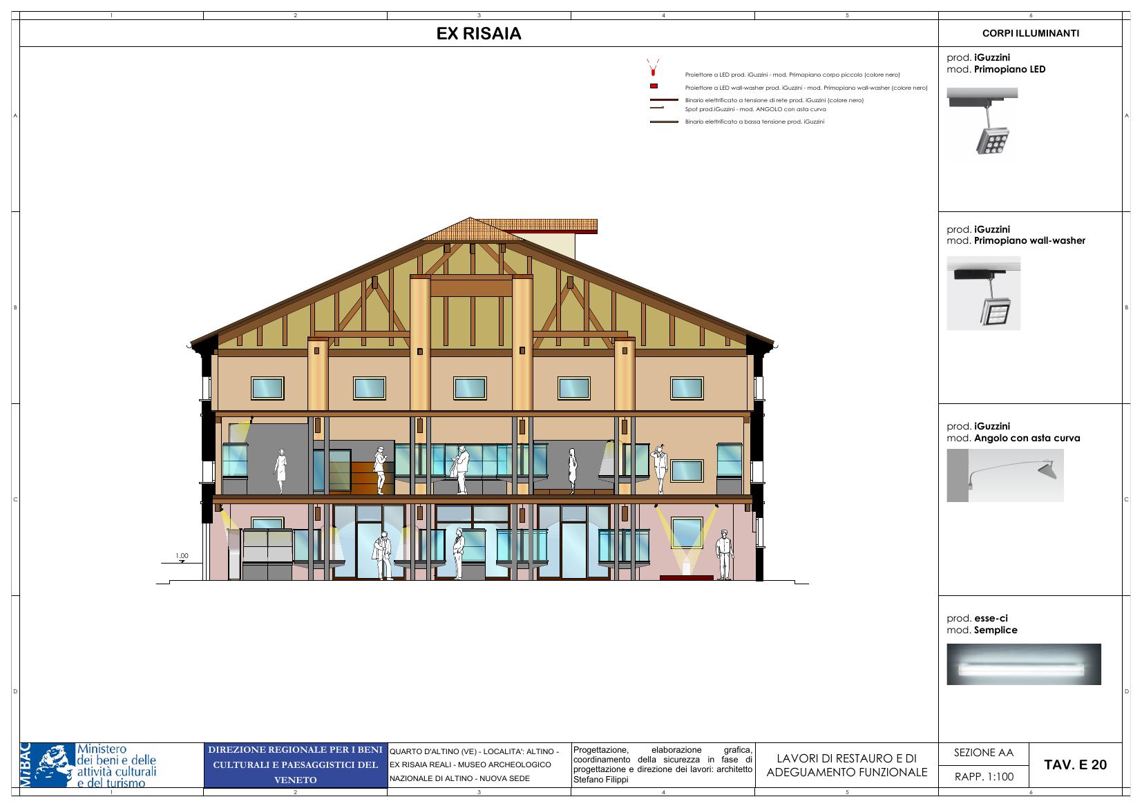Tav. E20 — tavola di progetto illuminotecnico