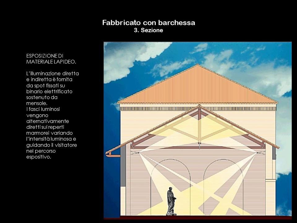 Illuminazione della barchessa — sezione di progetto